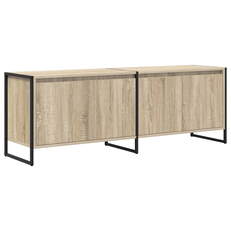 Meuble TV rectangulaire moderne avec 4 portes 140 x 36 x 49.5 cm en bois d'ingénierie sonoma 02_0054542