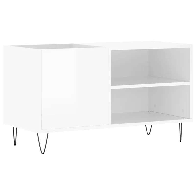 Armoire à disques pratique rangement classique 85 x 38 x 48 cm en bois d'ingénierie blanc brillant 02_0049109
