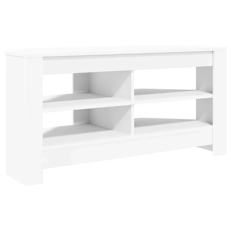 Meuble TV d'angle moderne optimal rangement 102 x 41 x 50 cm en bois d'ingénierie blanc 02_0054680