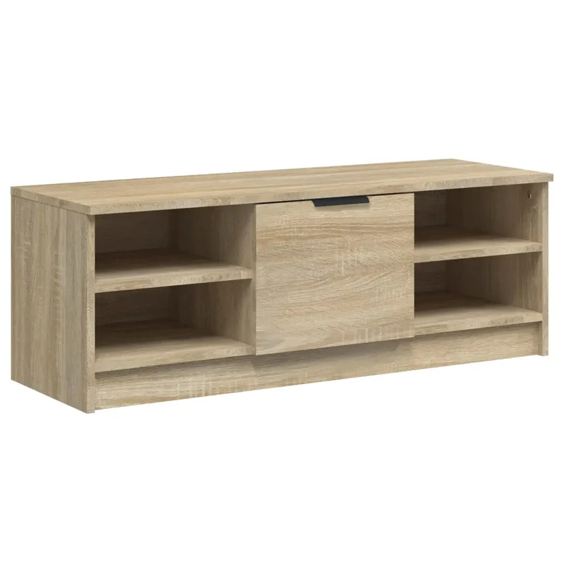 Meuble TV classique avec espace de rangement 102 x 35 x 36 cm style moderne en bois d'ingénierie chêne sonoma 02_0047997