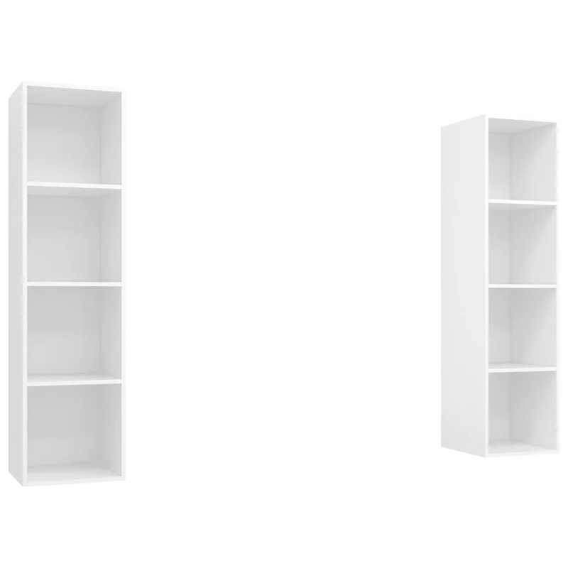 Lot de 2 meubles TV muraux pratiques rangement stylé 37 x 37 x 142,5 cm en bois d'ingénierie blanc 02_0055116