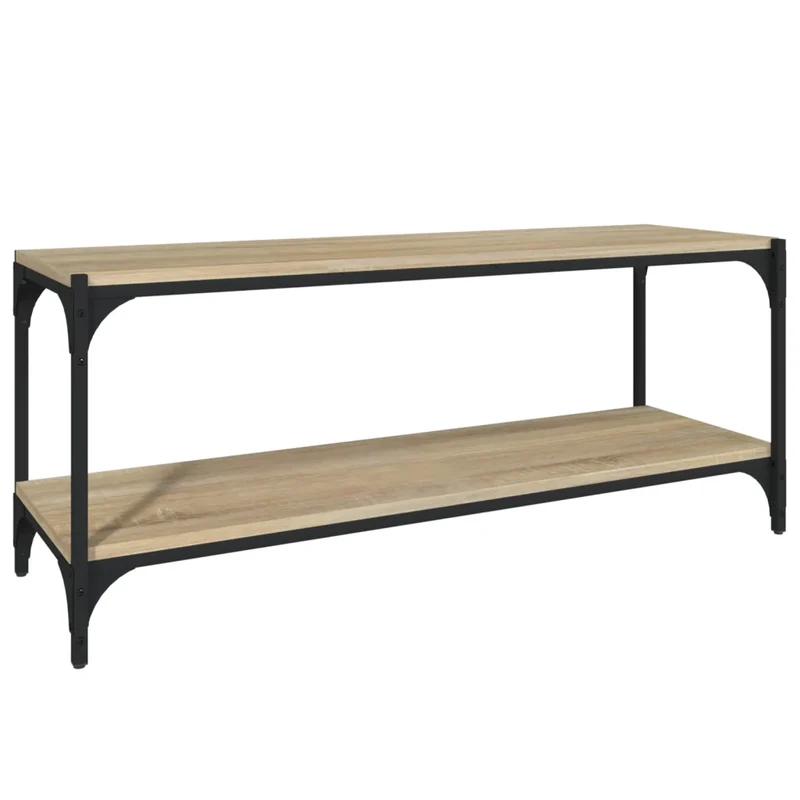 Meuble TV style industriel 100 x 33 x 41 cm avec grand espace de rangement en bois d'ingénierie chêne sonoma 02_0048392