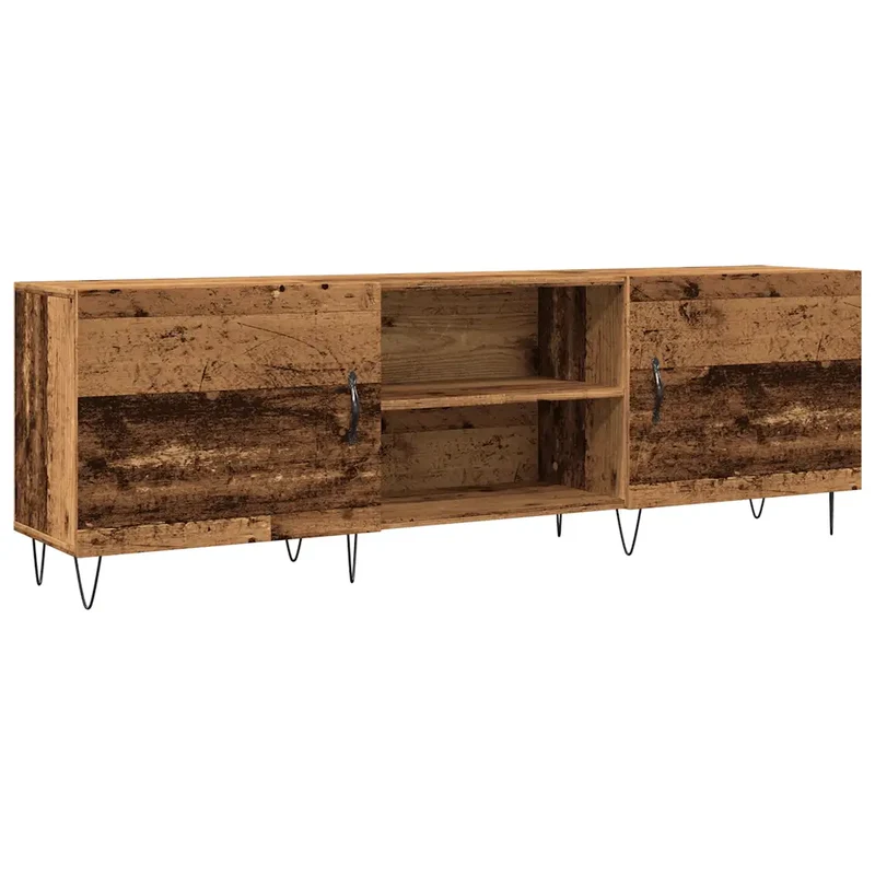 Meuble TV vintage en vieux bois rangement spacieux avec 2 tiroirs 150 x 30 x 50 cm en bois d'ingénierie vieux bois 02_0051146