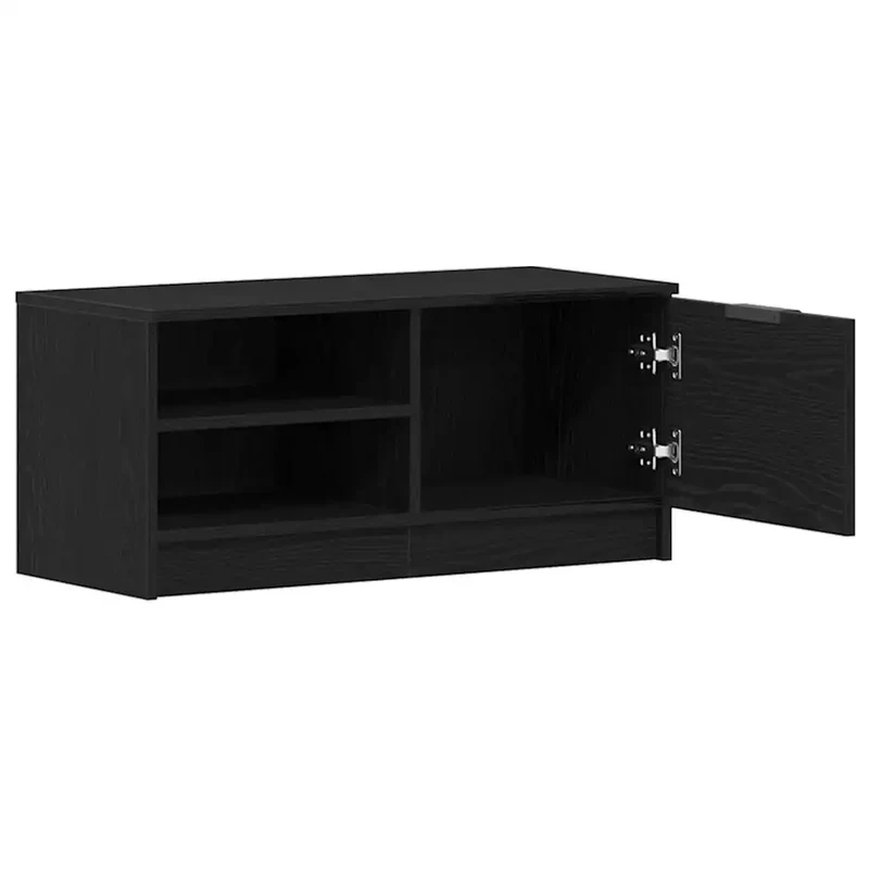 Meuble TV moderne avec rangement pratique 80 x 35 x 36 cm style contemporain en bois d'ingénierie noir 02_0051915