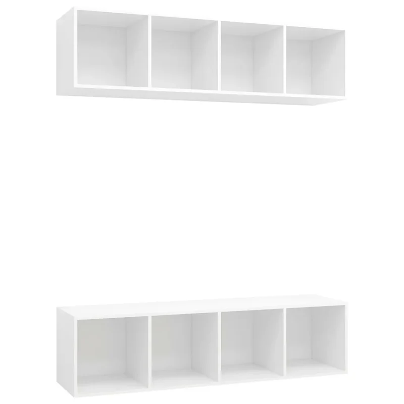 Lot de 2 meubles TV muraux polyvalents espace de rangement 37 x 37 x 142,5 cm en bois d'ingénierie blanc 02_0055108