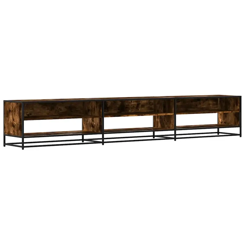 Meuble tv avec grand espace de rangement style industriel 270 x 40 x 46 cm en bois d'ingénierie chêne fumé 02_0055624