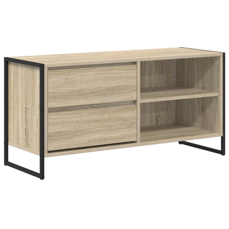 Meuble TV rectangulaire fonctionnel pour salon 100 x 36 x 49,5 cm style industriel en bois d'ingénierie sonoma 02_0054560