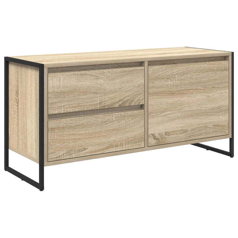 Meuble TV industriel avec rangement généré espace ouvert 100 x 36 x 49 cm en bois d'ingénierie sonoma 02_0054566