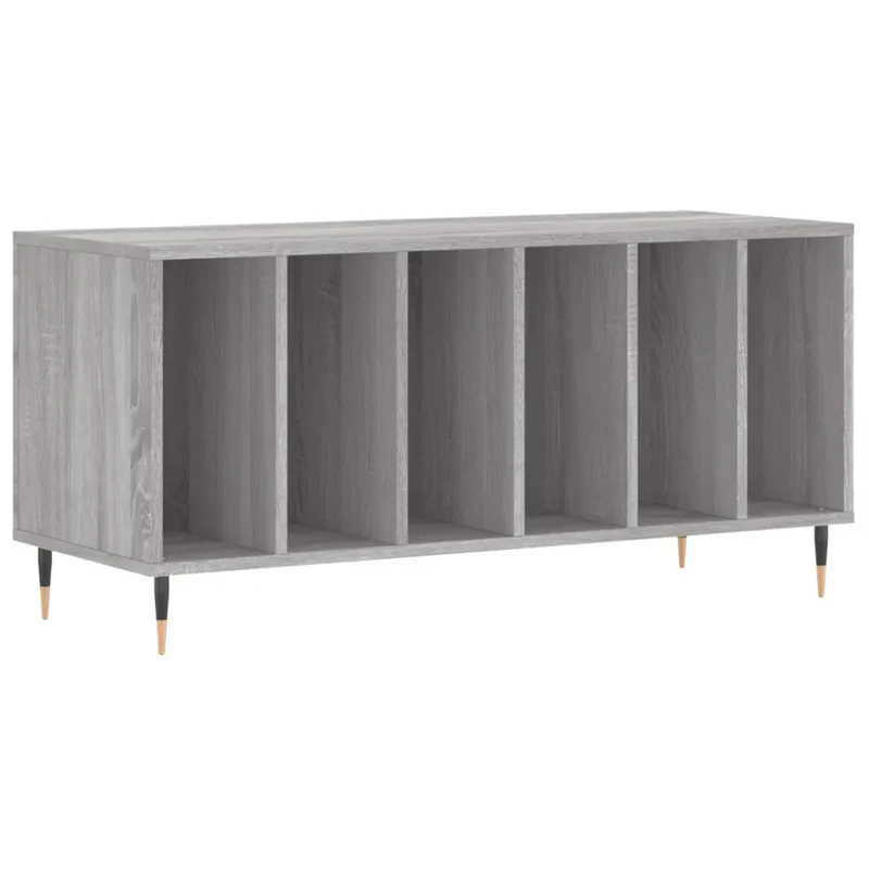 Armoire à disques classique pour vinyles 100 x 38 x 48 cm avec grand espace de rangement style industriel en bois sonoma gris 02_0049145
