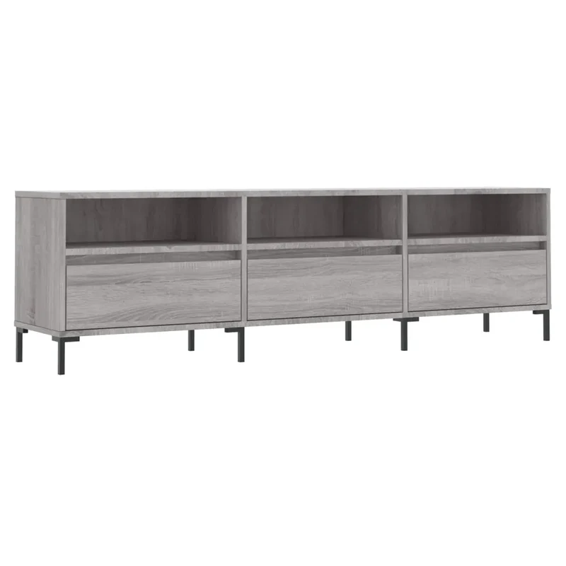Meuble TV 150 x 30 x 44 cm avec grand espace de rangement style moderne salon en bois d'ingénierie gris 02_0048981
