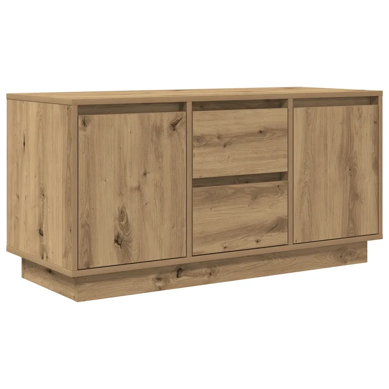Meuble TV avec éclairages LED et grand rangement 100 x 41 x 50 cm en bois d'ingénierie chêne artisanal 02_0051625