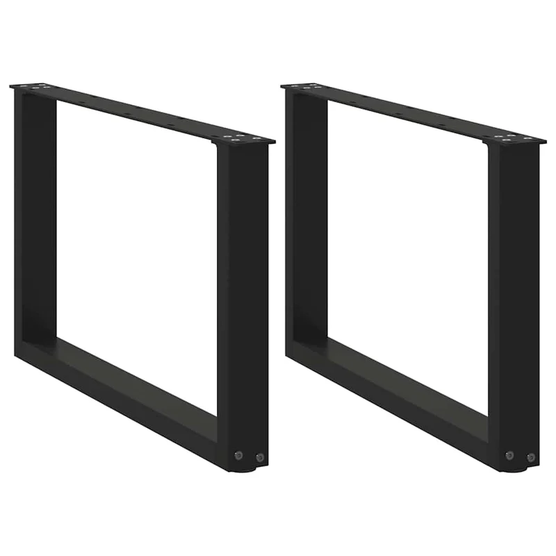 Lot de 2 pieds de table basse en U réglables 60 x 42-43 cm design moderne en acier noir 02_0057400
