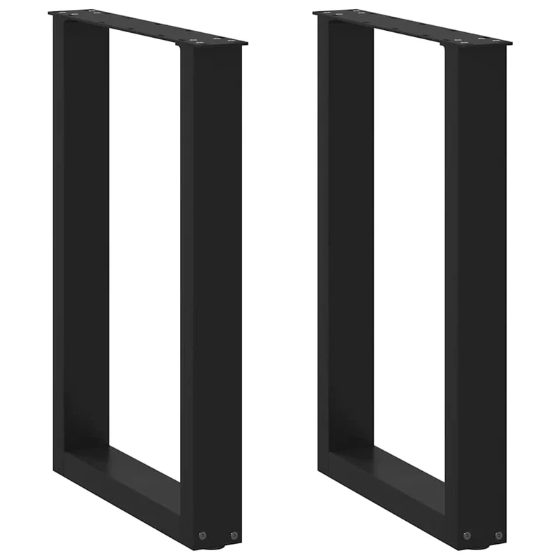 Lot de 2 pieds de table à manger en U 50 x 72-73 cm avec niveleurs style moderne en acier noir 02_0057416