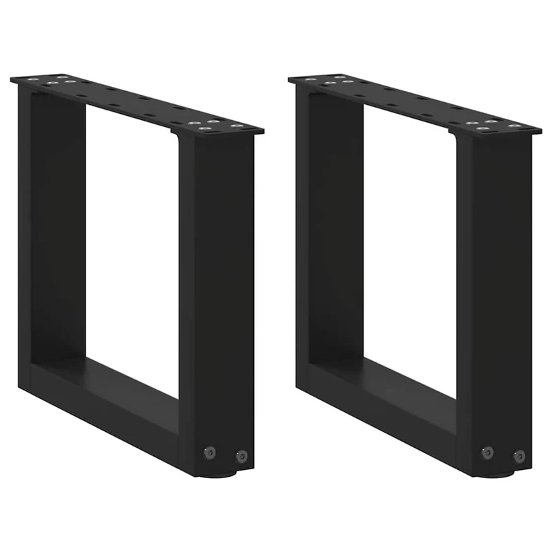 Lot de 2 pieds de table basse en U 30 x 30 cm structure robuste avec niveleurs réglables design moderne en acier noir 02_0057368