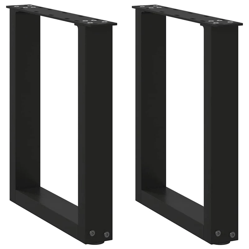 Lot de 2 pieds de table basse en U 38 x 43 cm avec niveleurs réglables design moderne en acier noir 02_0057392