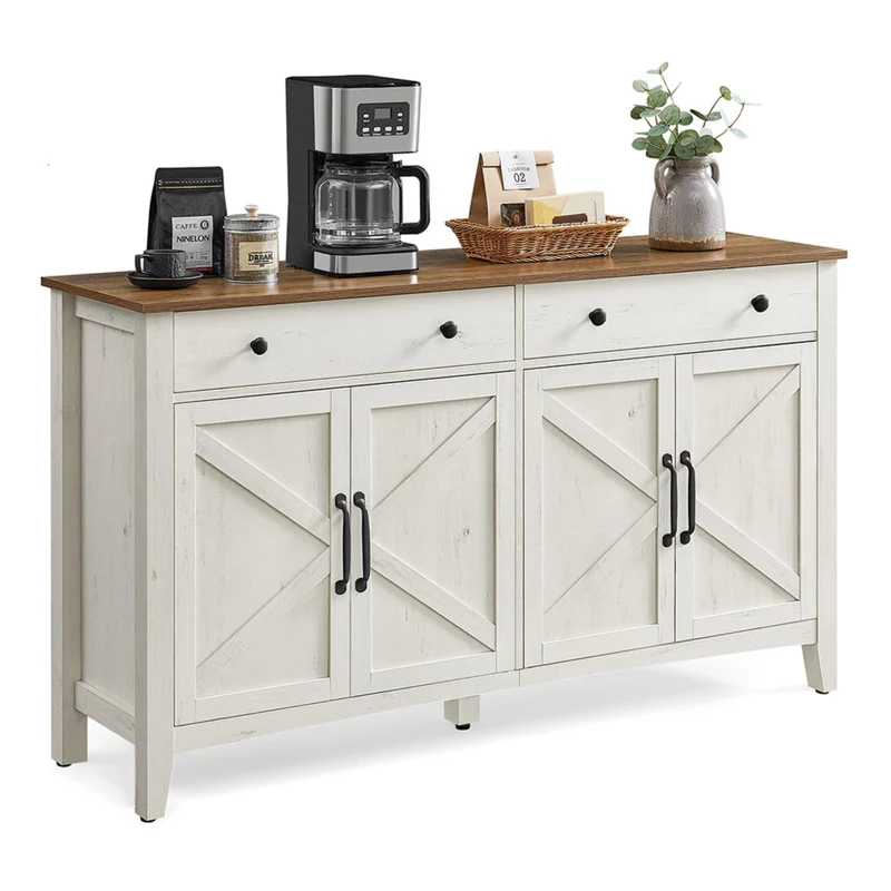 Buffet meuble de rangement avec tiroir 40 x 140 x 80 cm meuble de cuisine avec portes et étagère réglable en hauteur style campagne pour salon salle à manger 12_0004540