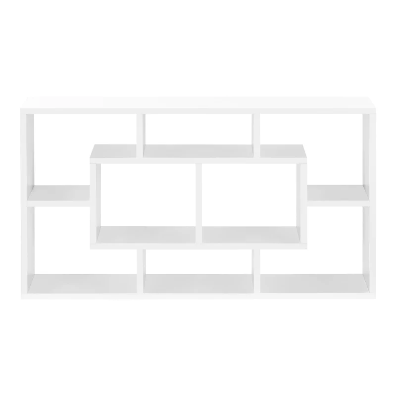 Étagère meuble mural design flottante stylée 8 compartiments de rangement 85 cm blanc 03_0005851