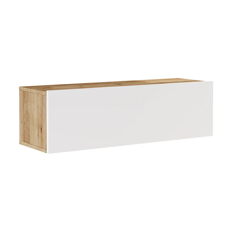 Meuble TV à porte 29,5 x 100 x 31,5 cm effet chêne rustique / blanc 03_0007793
