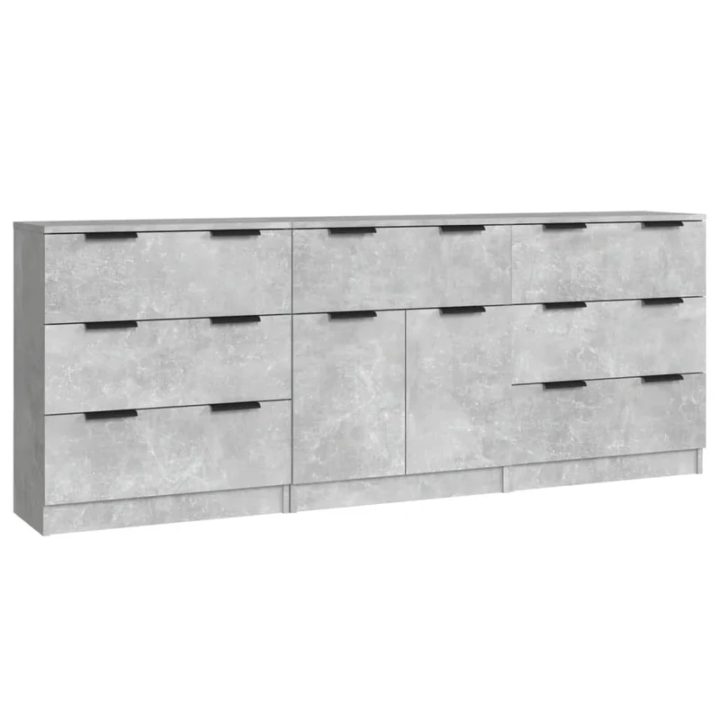 Buffet bahut commode armoire meuble de rangement organisateur cuisine salle de séjour salons 3 pcs bois d'ingénierie gris 02_0037125