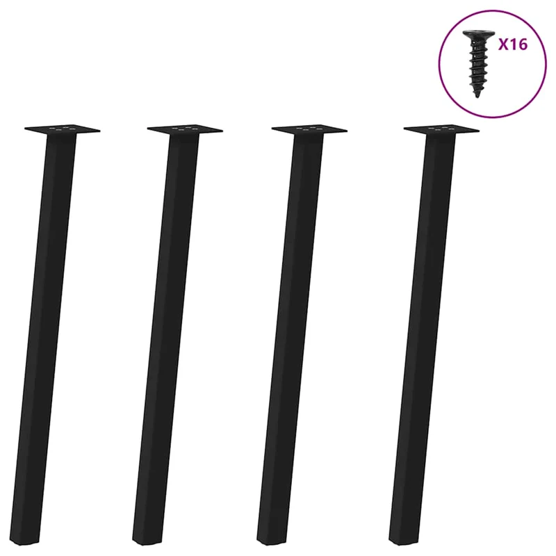 Lot de 4 pieds de table console 72 x 40 x 40 cm robustes et pratique design moderne en acier noir 02_0056789