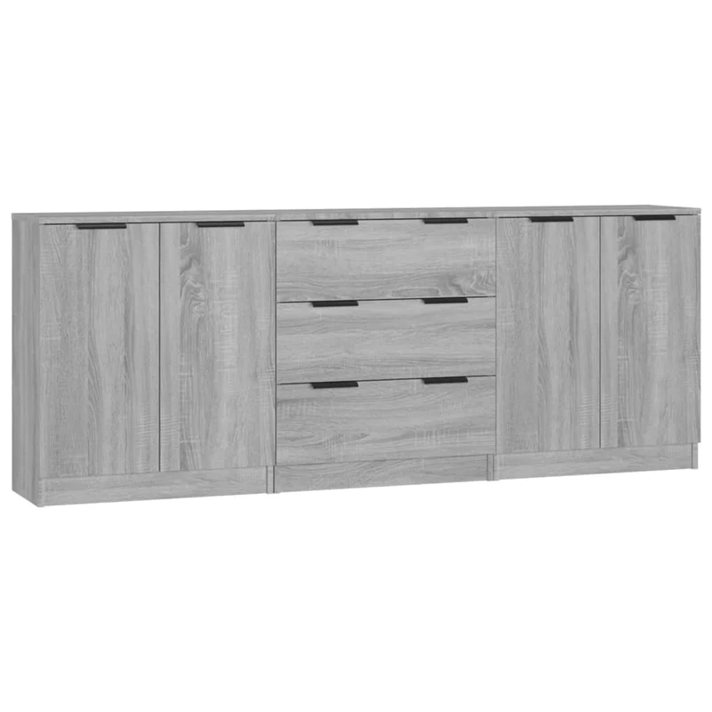 Buffet bahut commode armoire meuble de rangement organisateur cuisine salle de séjour salons 3 pcs sonoma bois d'ingénierie gris 02_0037181