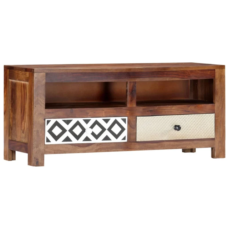 Meuble TV multimédia étagère télévision buffet téléviseur salle à manger salon chambre 90 x 30 x 40 cm bois solide brun 02_0026338