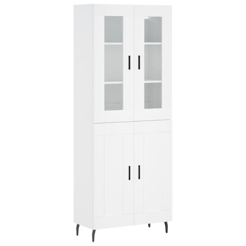 Buffet bahut commode armoire meuble de rangement organisateur cuisine salle de séjour salon haut 69,5 x 34 x 180 cm bois d'ingénierie blanc 02_0032569