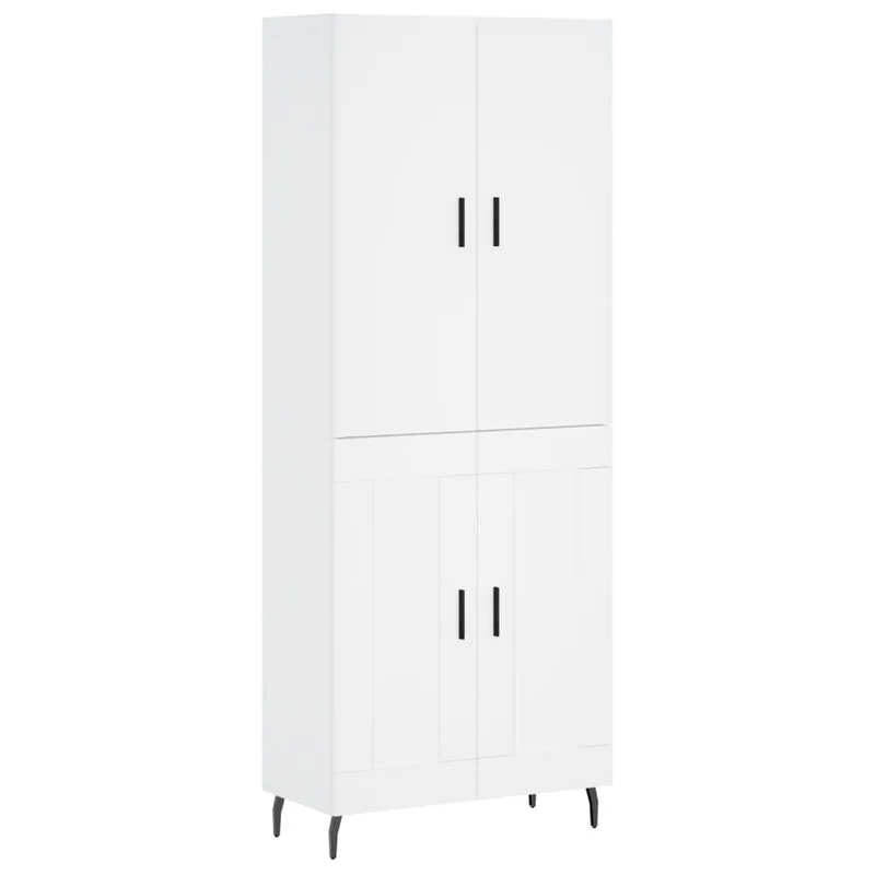 Buffet bahut commode armoire meuble de rangement organisateur cuisine salle de séjour salon haut 69,5 x 34 x 180 cm bois d'ingénierie blanc 02_0032656