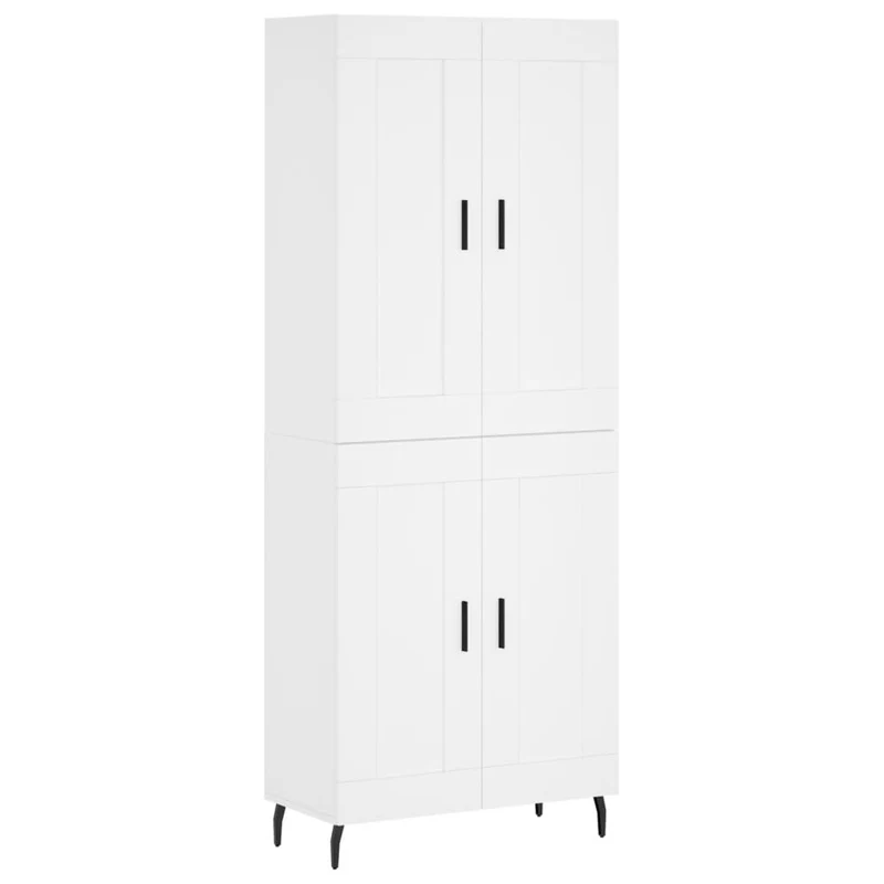 Buffet bahut commode armoire meuble de rangement organisateur cuisine salle de séjour salon haut 69,5 x 34 x 180 cm bois d'ingénierie blanc 02_0032708