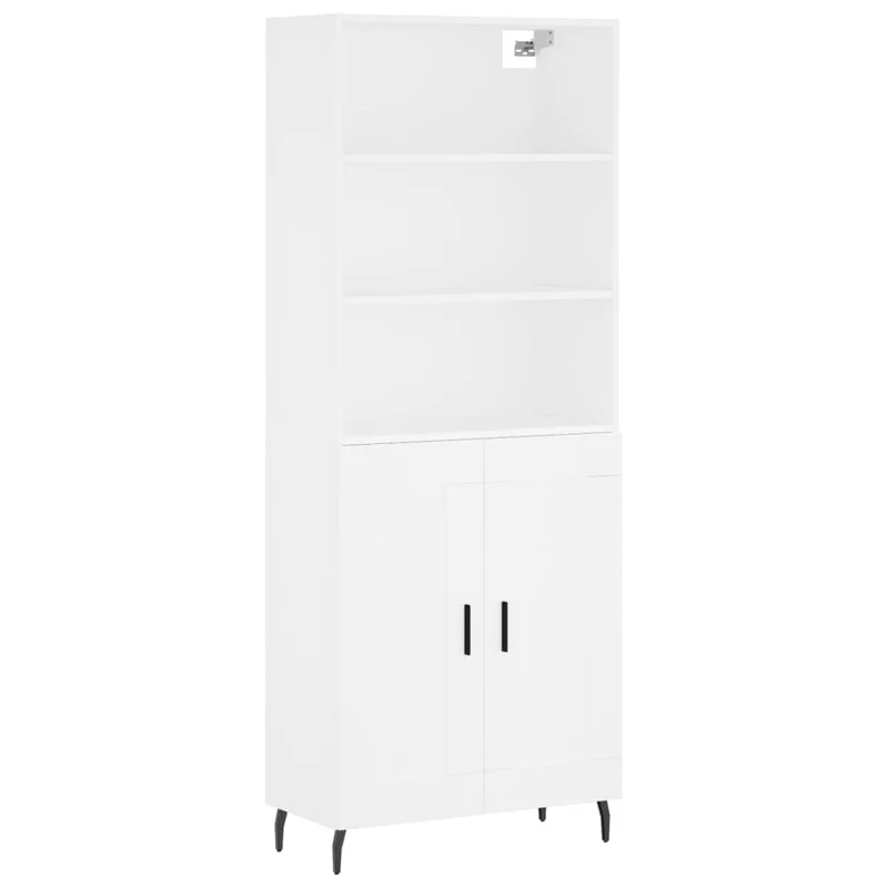 Buffet bahut commode armoire meuble de rangement organisateur cuisine salle de séjour salon haut 69,5 x 34 x 180 cm bois d'ingénierie blanc 02_0032684