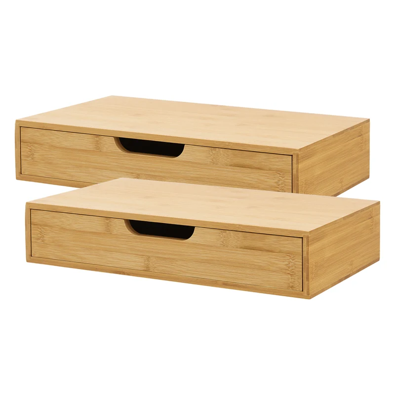 Lot de 2 étagères murales meuble de rangement moderne 40 x 24 x 8 cm naturel 03_0009736