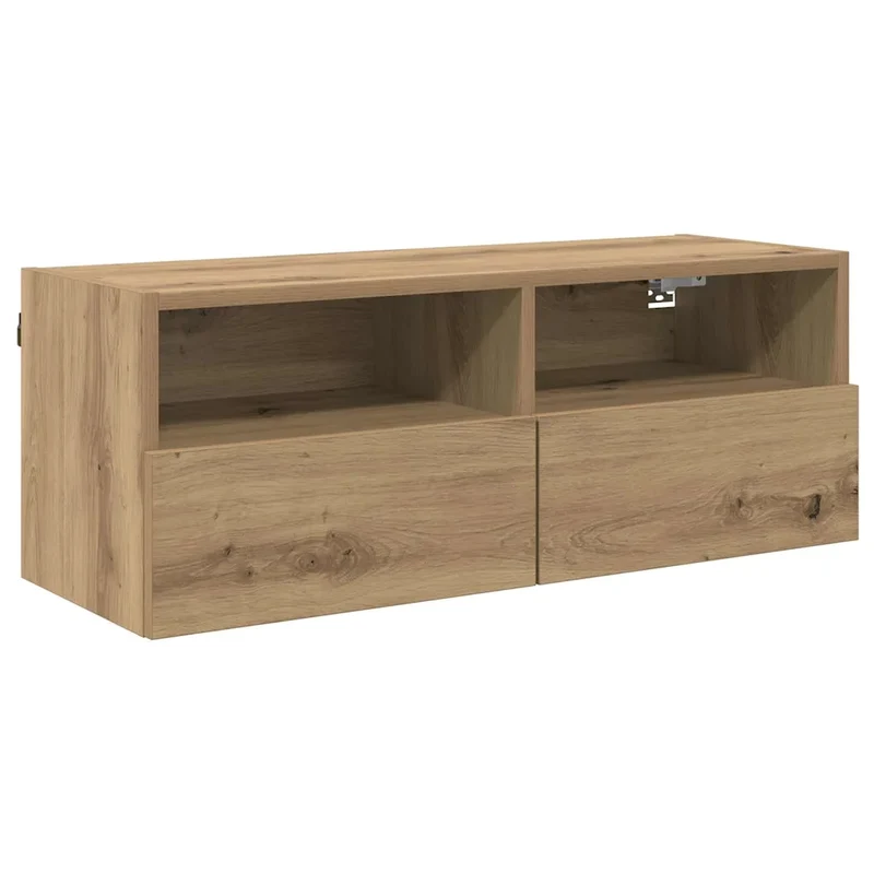 Meuble TV mural suspendu moderne rangement pratique 80 x 30 x 30 cm en bois d'ingénierie chêne artisanal 02_0052792