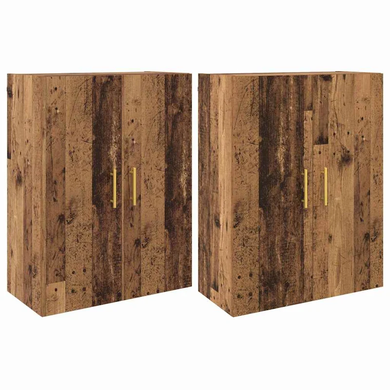 Lot de 2 armoires murales modernes 69,5 x 34 x 90 cm avec grand espace de rangement design épuré en bois ancien 02_0056040