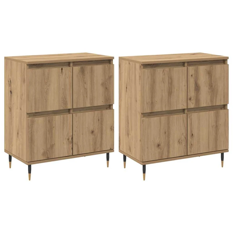 Lot de 3 armoires de rangement modernes 60 x 35 x 70 cm avec grand espace de stockage style contemporain en bois chêne artisanal 02_0056047