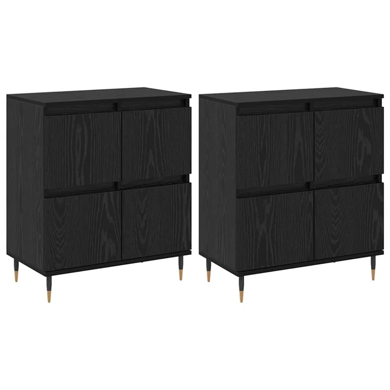 Lot de 3 armoires de rangement moderne 60 x 35 x 70 cm avec grand espace de stockage design en bois d'ingénierie chêne noir 02_0056048