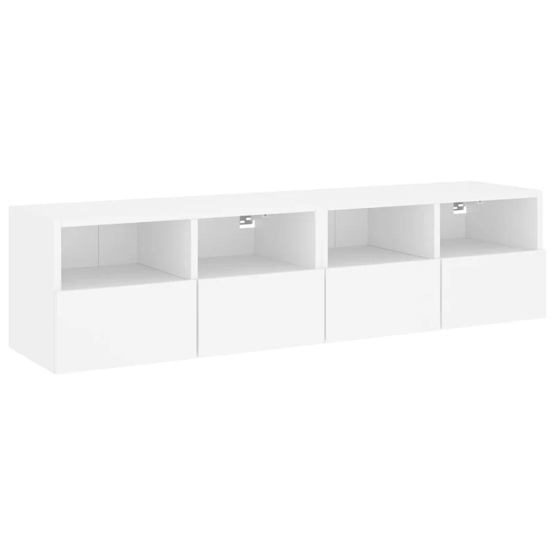 Meubles TV muraux multimédia étagère télévision buffet téléviseur salle à manger salon chambre 2 pièces 60 x 30 x 30 cm bois d'ingénierie blanc 02_0028924