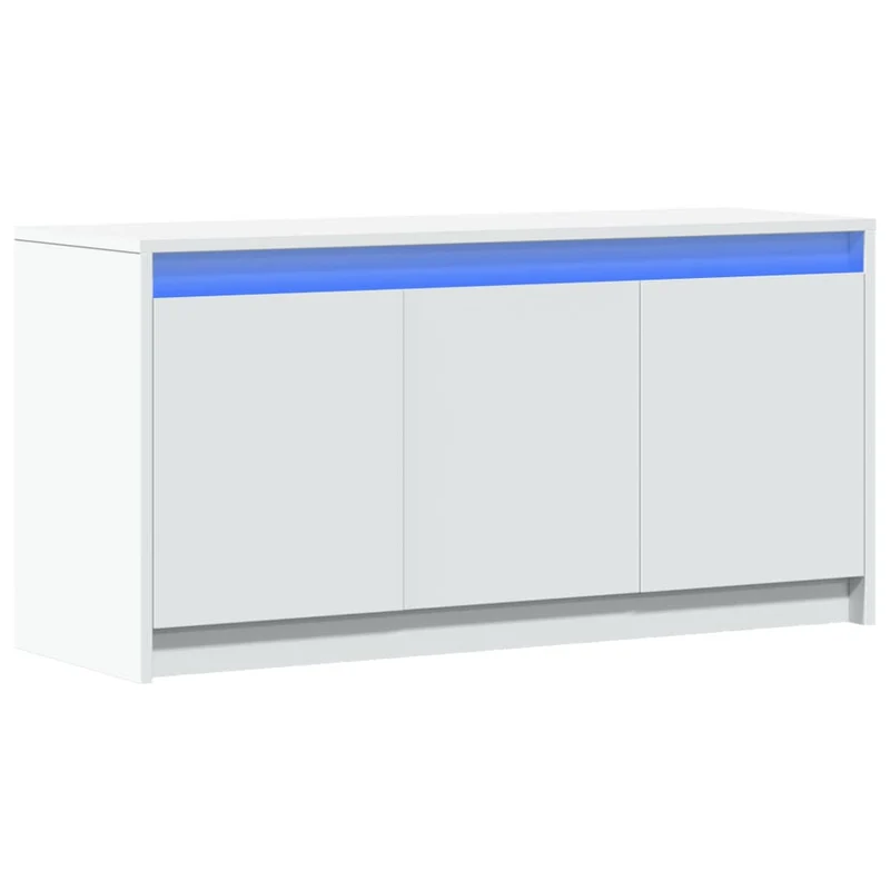 Meuble TV multimédia étagère télévision buffet téléviseur salle à manger salon chambre avec LED 100 x 34 x 50 cm bois d'ingénierie blanc 02_0026427
