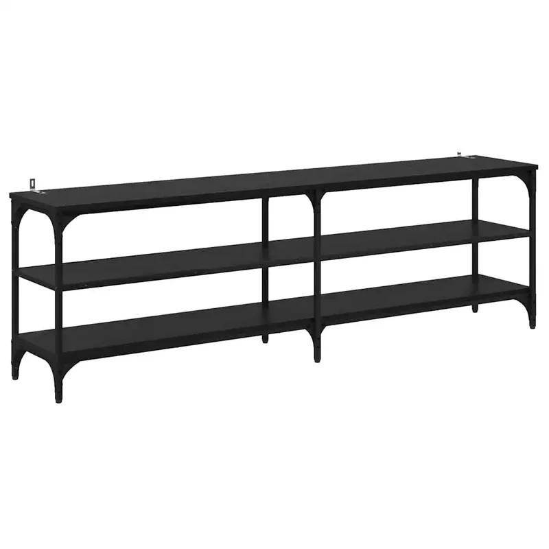 Meuble TV rustique polyvalent avec 3 étagères 160 x 30 x 50 cm en bois d'ingénierie chêne noir 02_0052715