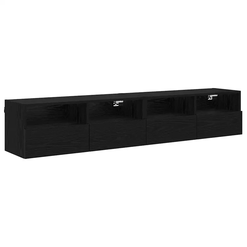 Lot de 2 meubles TV muraux design moderne 80 x 30 x 30 cm en bois d'ingénierie chêne noir 02_0052795