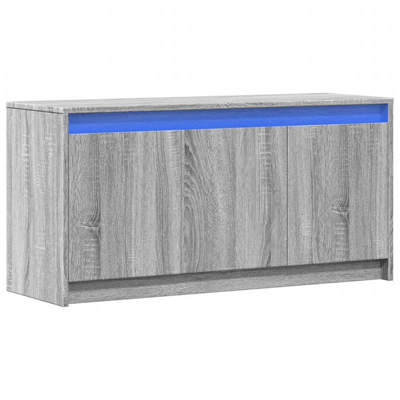 Meuble TV multimédia étagère télévision buffet téléviseur salle à manger salon chambre avec LED sonoma 100 x 34 x 50 cm bois d'ingénierie gris 02_0026493