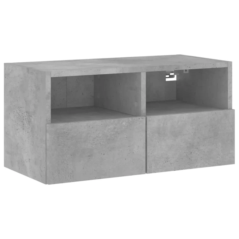 Meuble TV multimédia étagère télévision buffet téléviseur salle à manger salon chambre mural 60 x 30 x 30 cm bois d'ingénierie gris 02_0027793