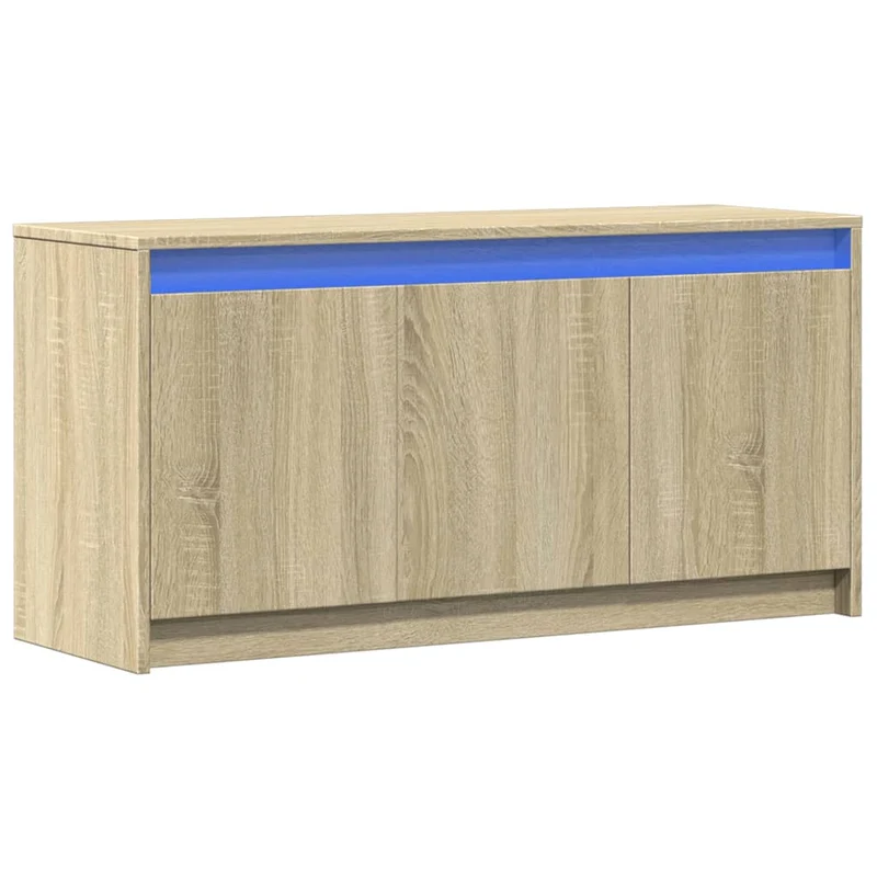 Meuble TV multimédia étagère télévision buffet téléviseur salle à manger salon chambre avec LED chêne sonoma 100 x 34 x 50 cm bois d'ingénierie brun 02_0026482