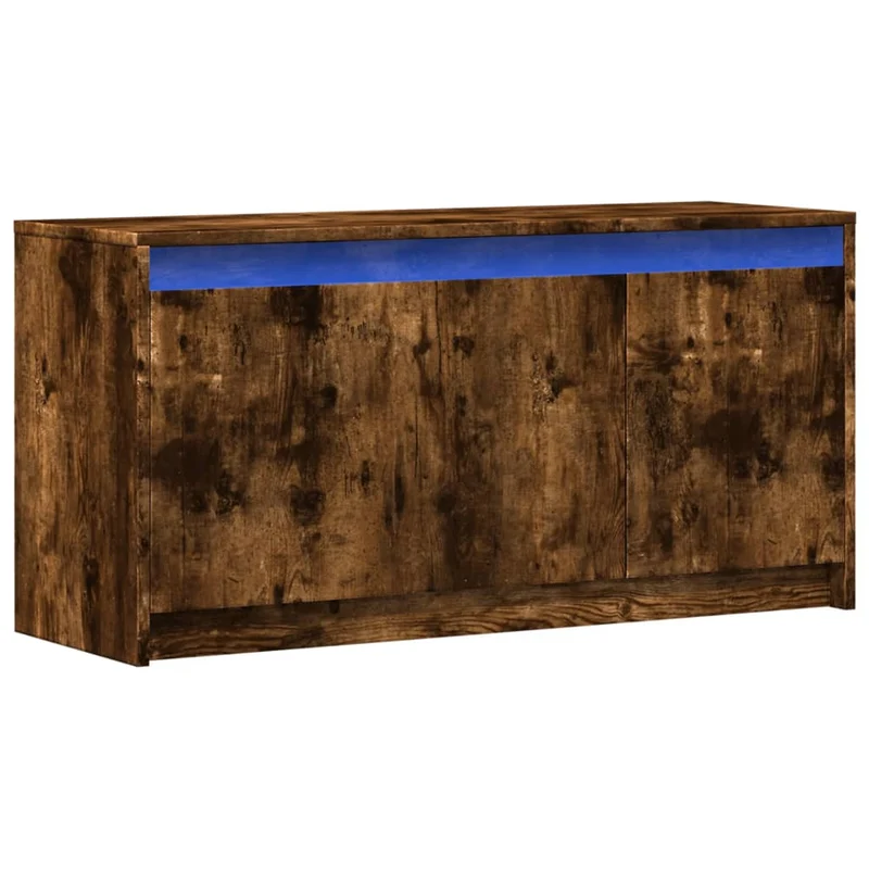 Meuble TV multimédia étagère télévision buffet téléviseur salle à manger salon chambre avec LED chêne fumé 100 x 34 x 50 cm bois d'ingénierie brun 02_0026471