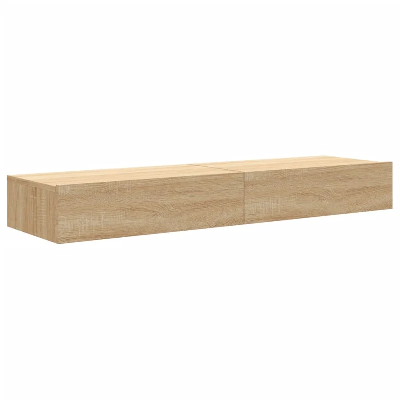 Meubles TV multimédia étagère télévision buffet téléviseur salle à manger salon chambre avec éclairage LED 2 pièces chêne sonoma 60 x 35 x 15,5 cm brun 02_0028891