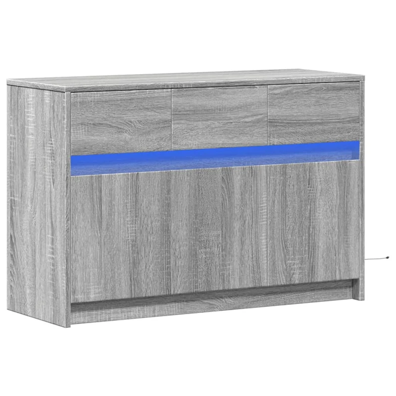 Meuble TV multimédia étagère télévision buffet téléviseur salle à manger salon chambre avec LED sonoma 91 x 34 x 61 cm bois d'ingénierie gris 02_0026502