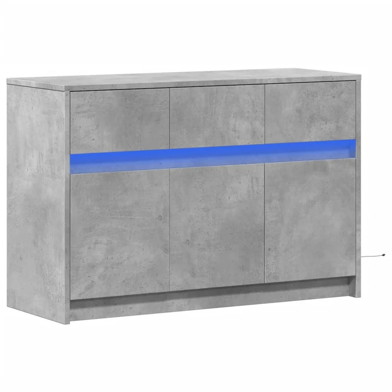 Meuble TV multimédia étagère télévision buffet téléviseur salle à manger salon chambre avec LED 91 x 34 x 61 cm bois d'ingénierie gris 02_0026455