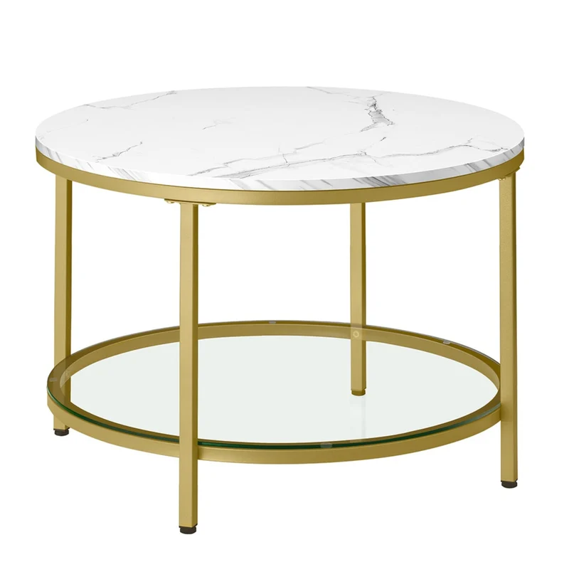 Table basse table de salon table canapé apéro façon marbre support en verre trempé facile à assembler pour salon style moderne blanc 12_0007495