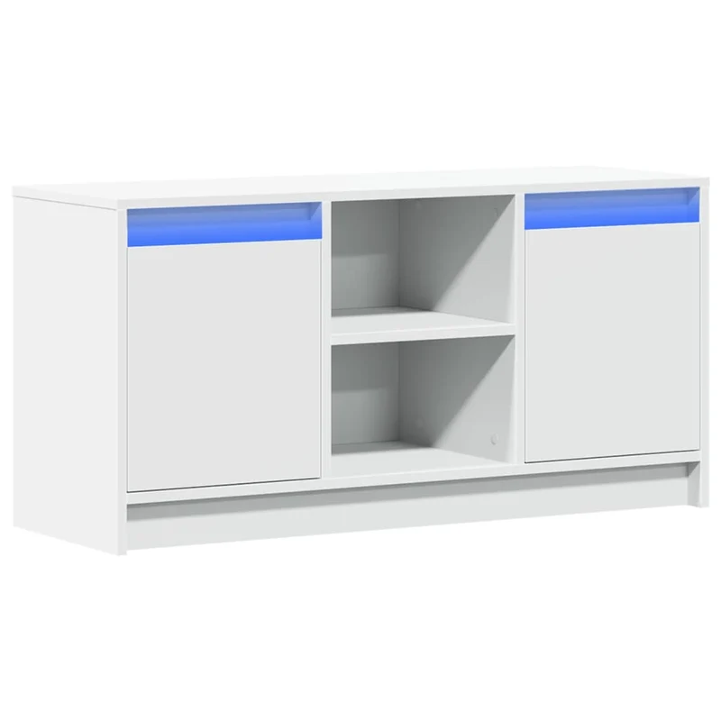 Meuble TV multimédia étagère télévision buffet téléviseur salle à manger salon chambre avec LED 100 x 34 x 50 cm bois d'ingénierie blanc 02_0026428