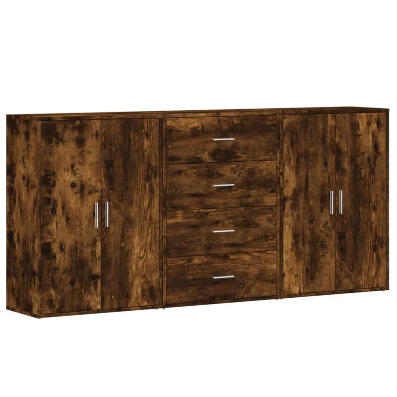 Buffet bahut commode armoire meuble de rangement organisateur cuisine salle de séjour salons 3 pcs 60 x 31 x 84 cm bois d'ingénierie marron 02_0037046