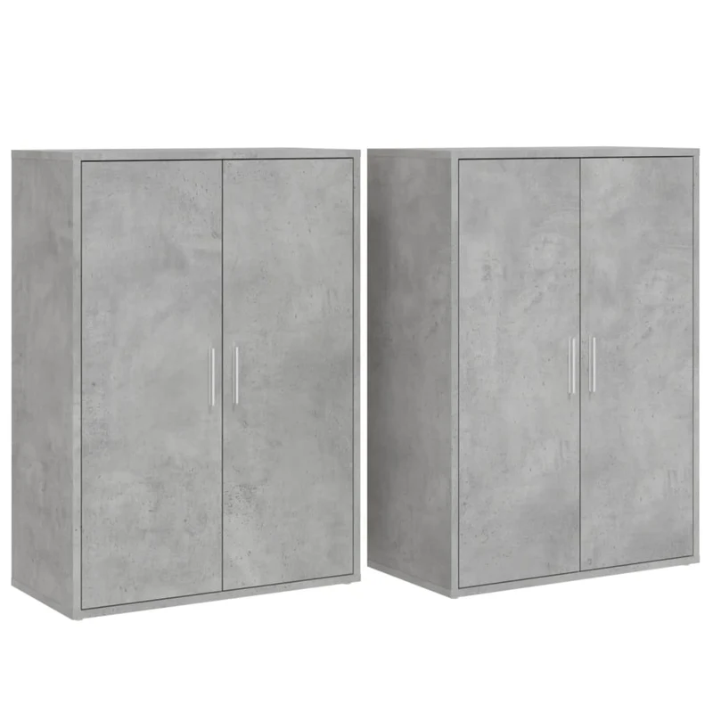 Buffet bahut commode armoire meuble de rangement organisateur cuisine salle de séjour salons lot de 2 60 x 31 x 84 cm bois d'ingénierie gris 02_0036862